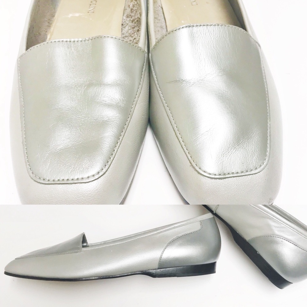 Enzo Angiolini leather dual tone silver flats